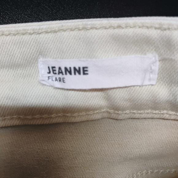 Dear John Ivory Jeans Pants Womens 12 (31) Jeanne Flare Stretch Patch Pockets B - Picture 3 of 9
